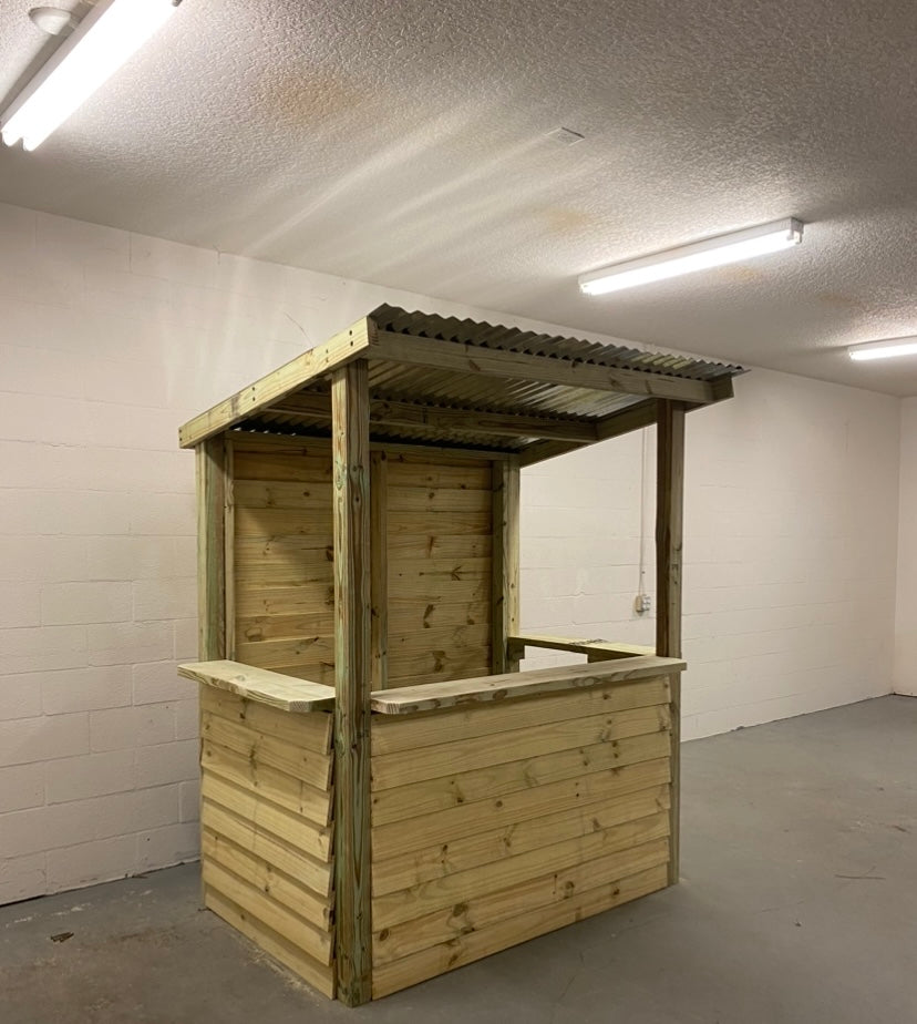 Handcrafted wood outdoor bar in the BuildABar workshop